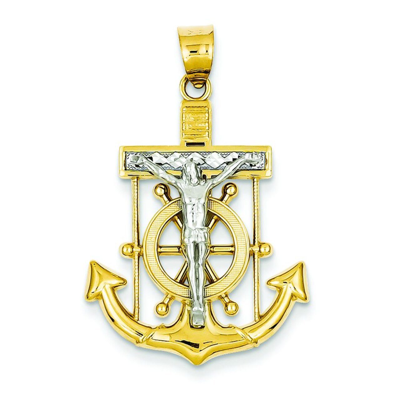 Gold anchor cross best sale pendant